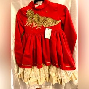 Meriche, Made in Spain Red and gold dress